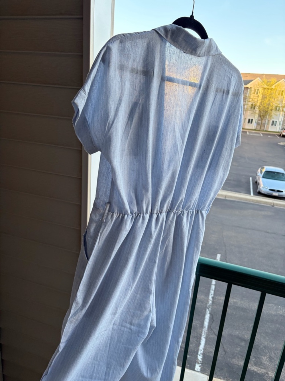 ππ¦Alani Light Blue Linen Blend Jumpsuit NWOT Size L Wide Leg Romper Collared - Picture 6 of 16